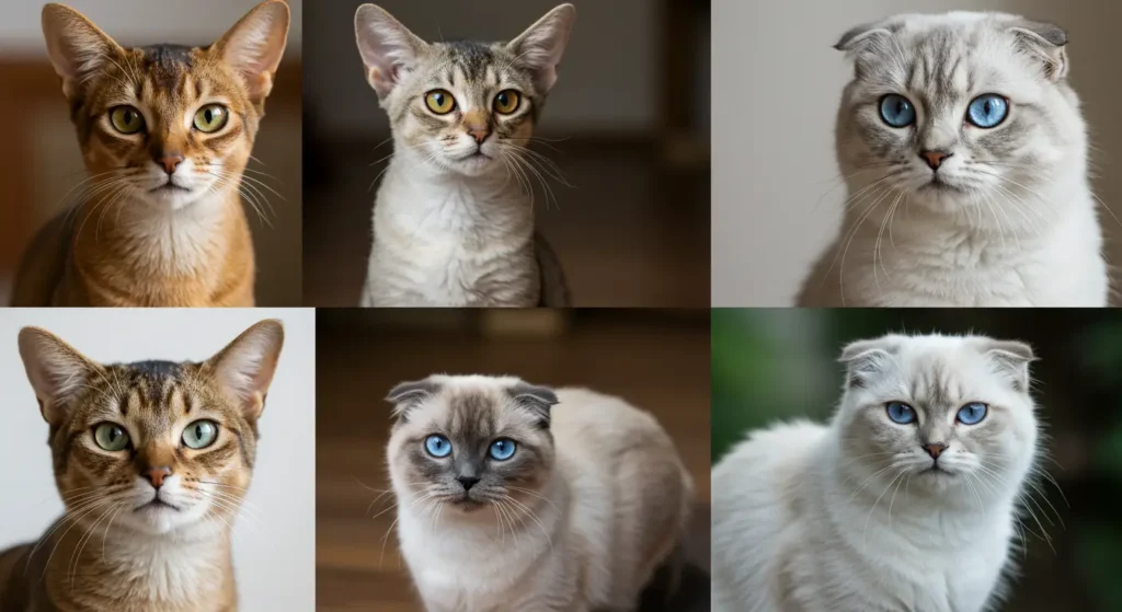 A Collage of Six Stunning Cat Breeds with Unique Features, Each Breed's Lifespan and How Long Do Cats Live?